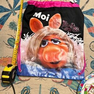 Disney Miss Piggy Drawstring Bag Black and Pink